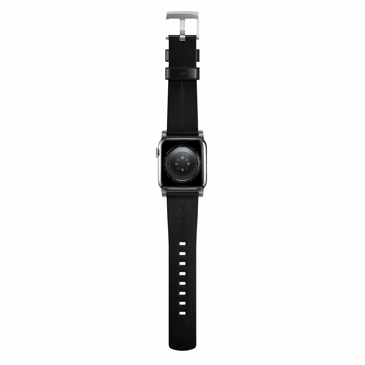 Ремешок Nomad Modern Horween Leather Band Silver Hardware 46mm/49mm - Black (NM1A41SM00)