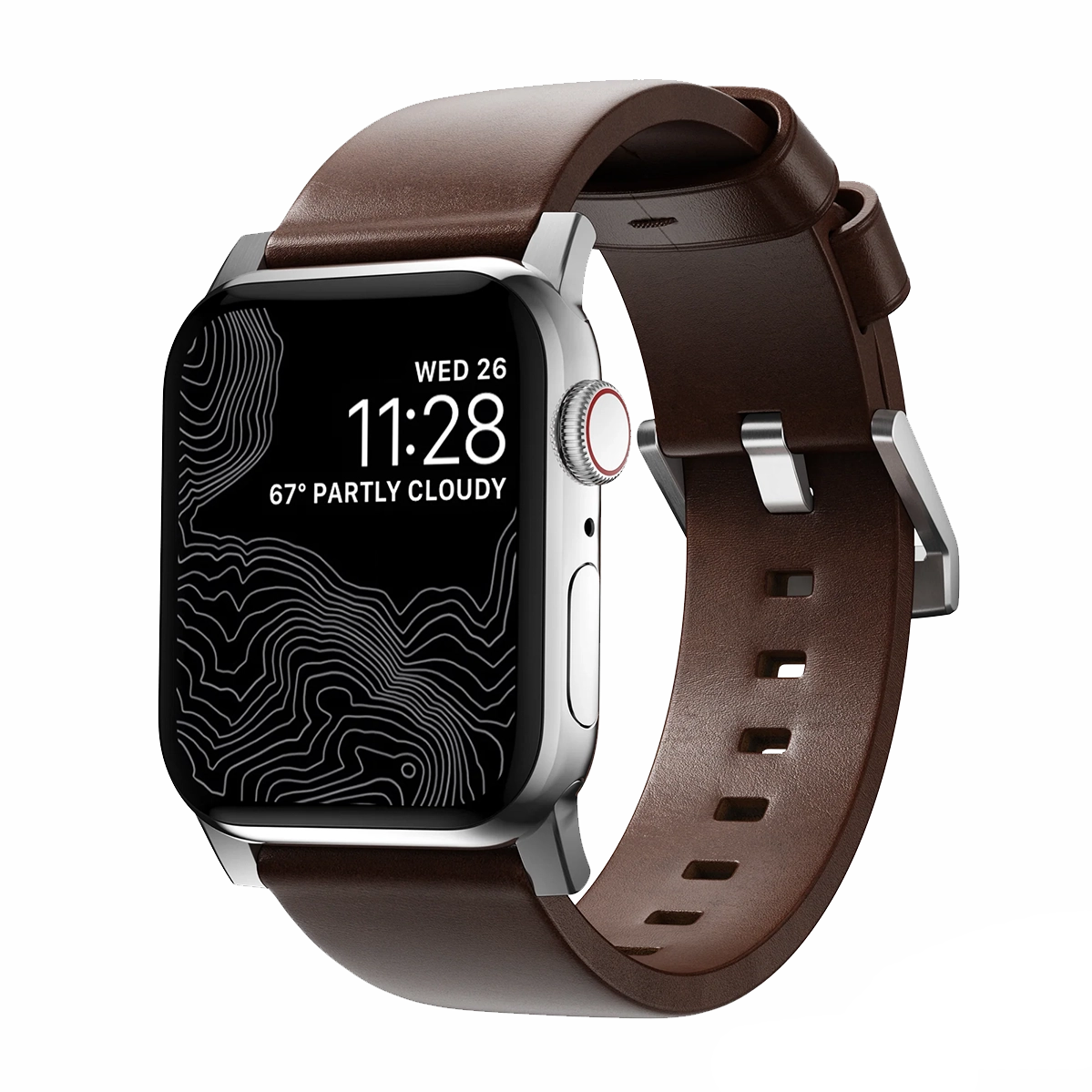 Ремешок Nomad Modern Horween Leather Band Silver Hardware 46mm/49mm - Rustic Brown (NM1A4RSM00)