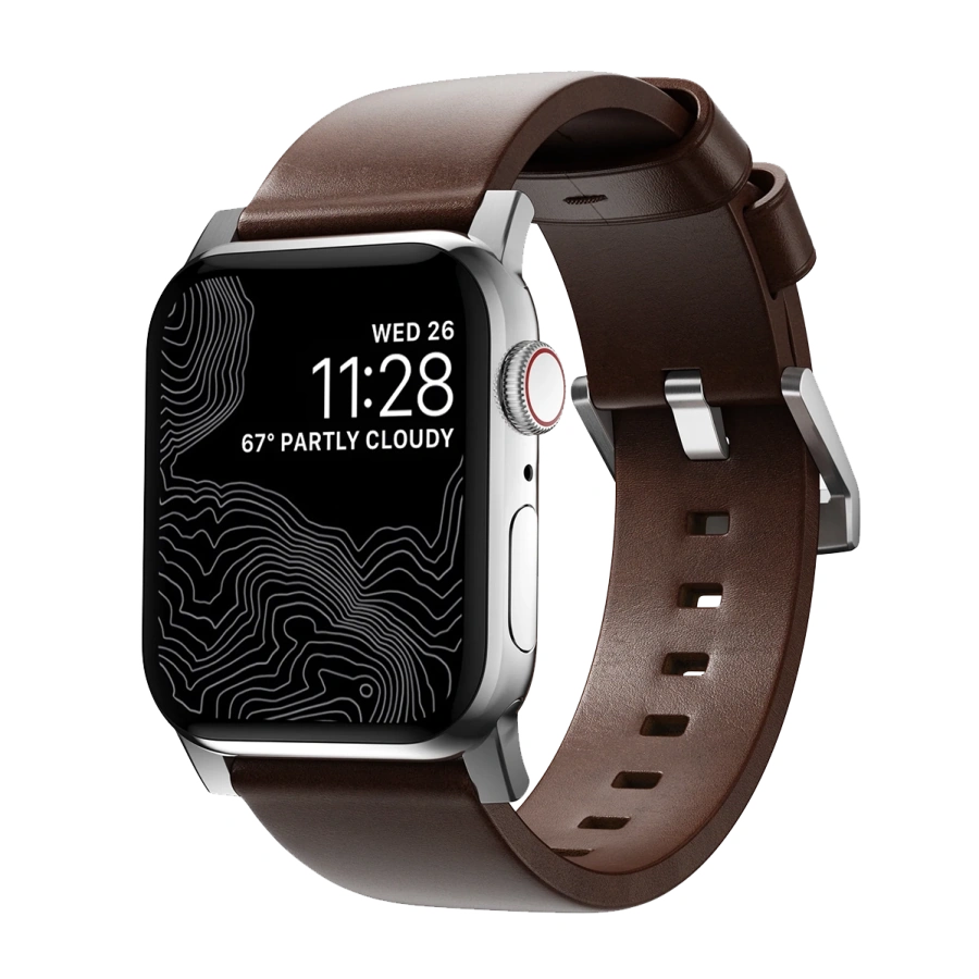 Ремінець Nomad Modern Horween Leather Band Silver Hardware 46mm/49mm - Rustic Brown (NM1A4RSM00)