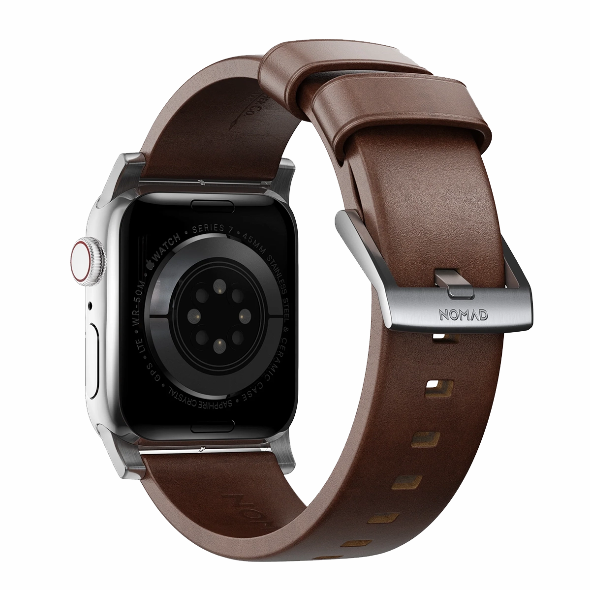 Ремешок Nomad Modern Horween Leather Band Silver Hardware 46mm/49mm - Rustic Brown (NM1A4RSM00)