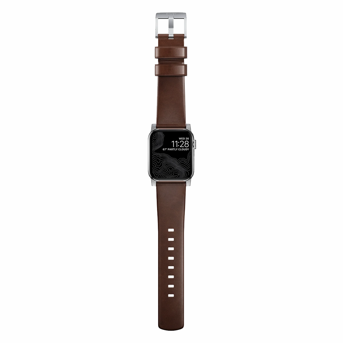 Ремешок Nomad Modern Horween Leather Band Silver Hardware 46mm/49mm - Rustic Brown (NM1A4RSM00)
