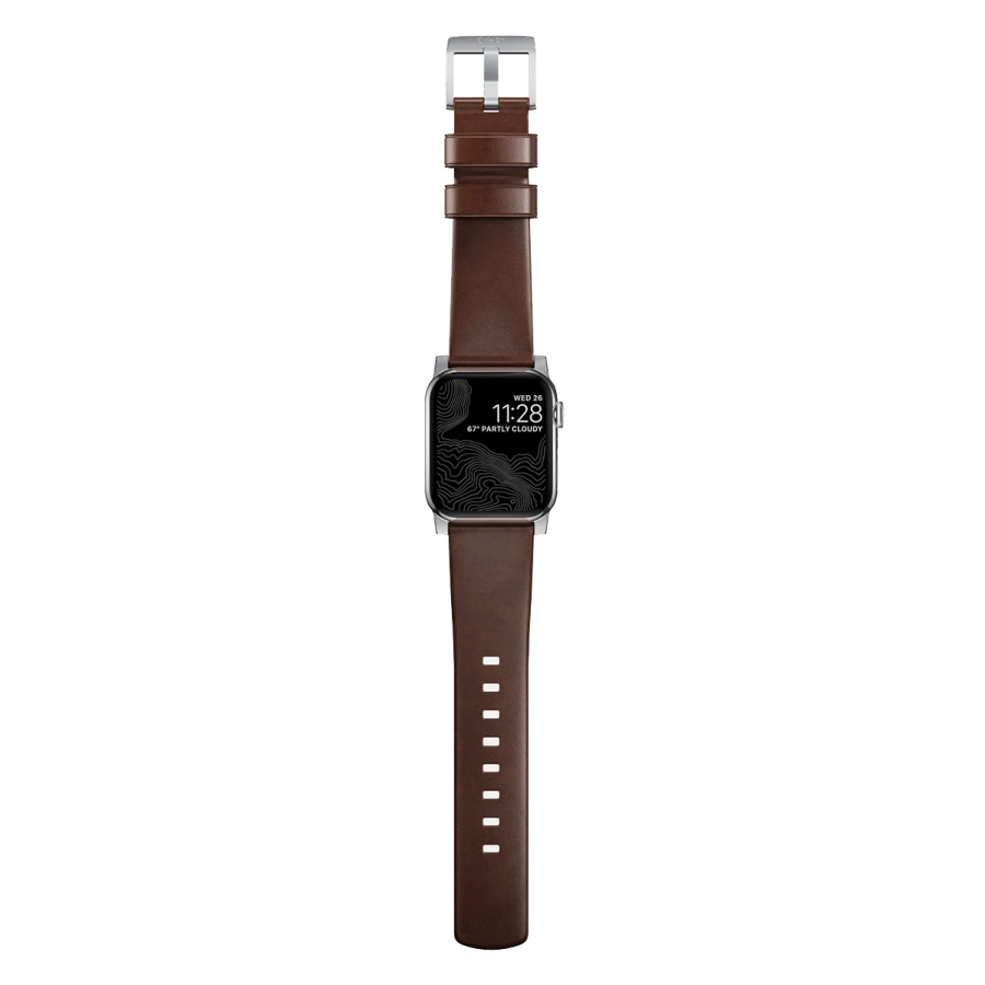 Ремінець Nomad Modern Horween Leather Band Silver Hardware 46mm/49mm - Rustic Brown (NM1A4RSM00)