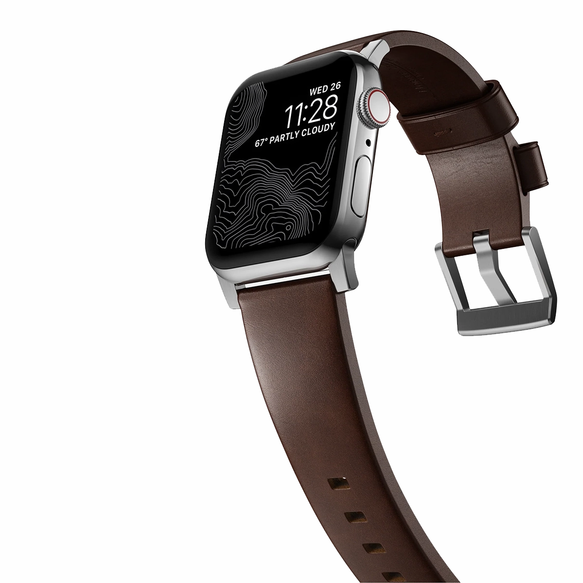 Ремешок Nomad Modern Horween Leather Band Silver Hardware 46mm/49mm - Rustic Brown (NM1A4RSM00)