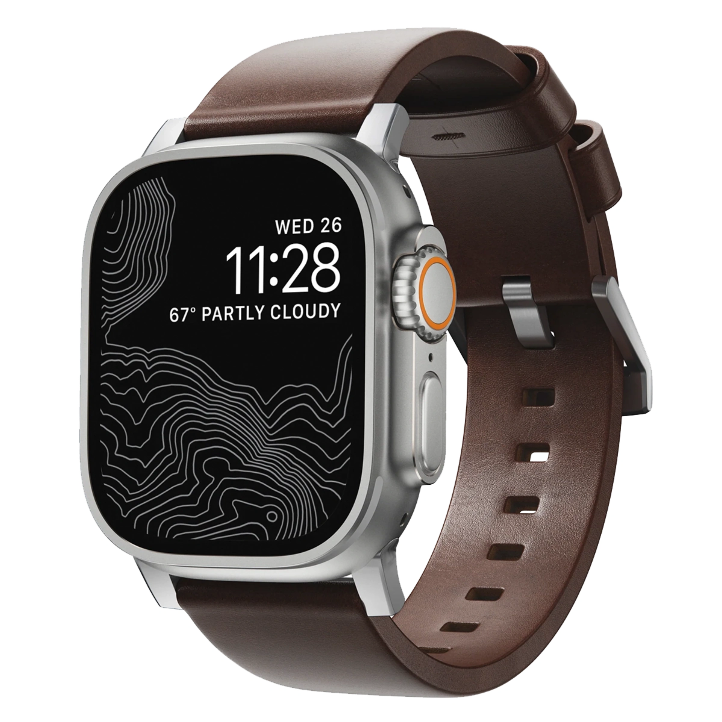 Ремешок Nomad Modern Horween Leather Band Silver Hardware 46mm/49mm - Rustic Brown (NM1A4RSM00)