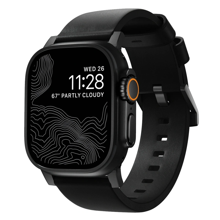 Ремінець Nomad Modern Leather Band Black Hardware 46mm/49mm - Black (NM01198185)