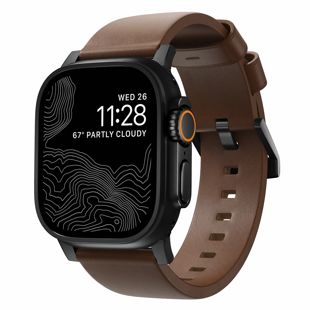 Ремінець Nomad Modern Leather Band Black Hardware 46mm/49mm - Brown (NM01197485)
