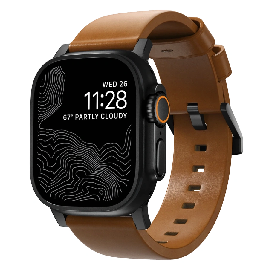Ремінець Nomad Modern Leather Band Black Hardware 46mm/49mm - English Tan (NM01804185)