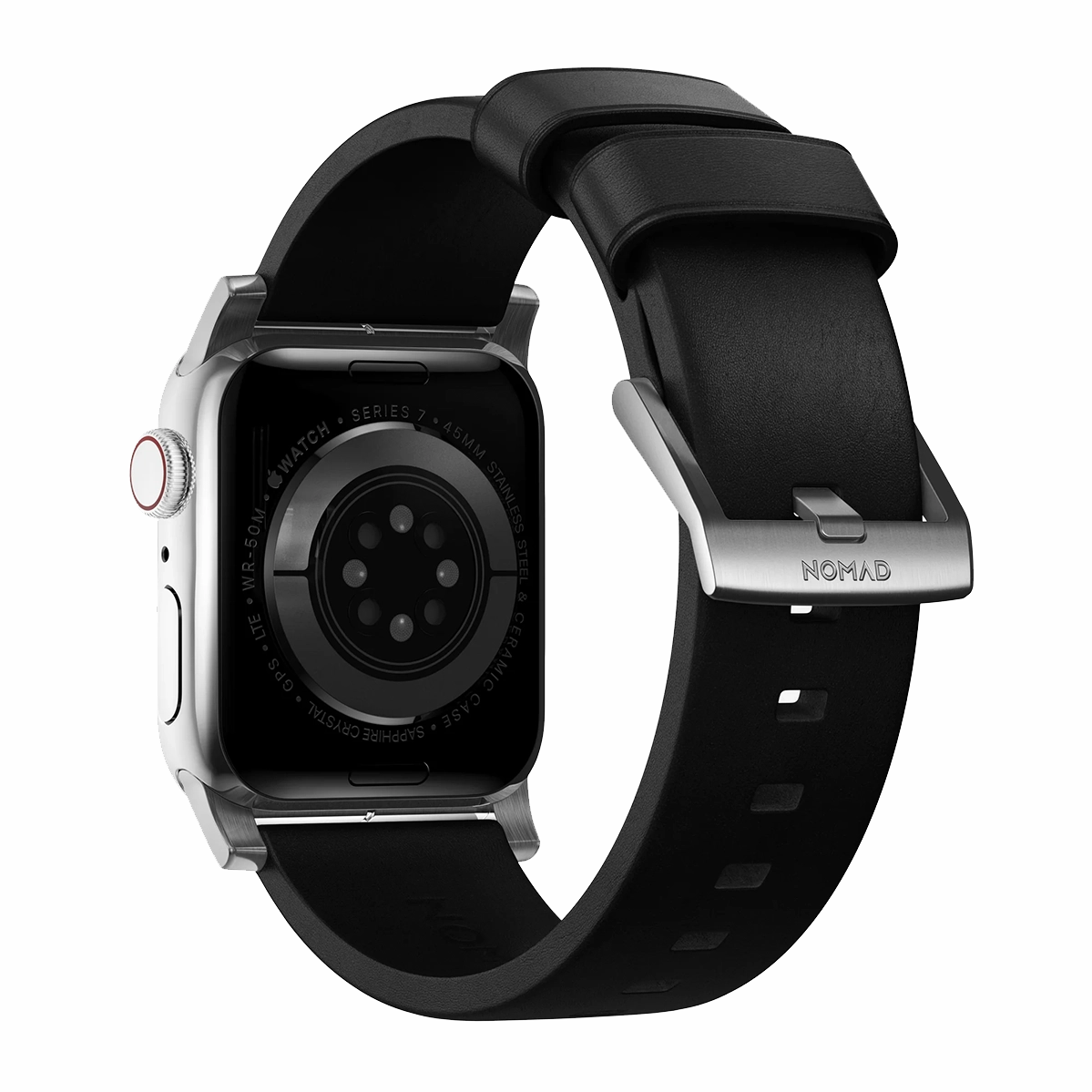 Ремінець Nomad Modern Leather Band Silver Hardware 46mm/49mm - Black (NM01908685)