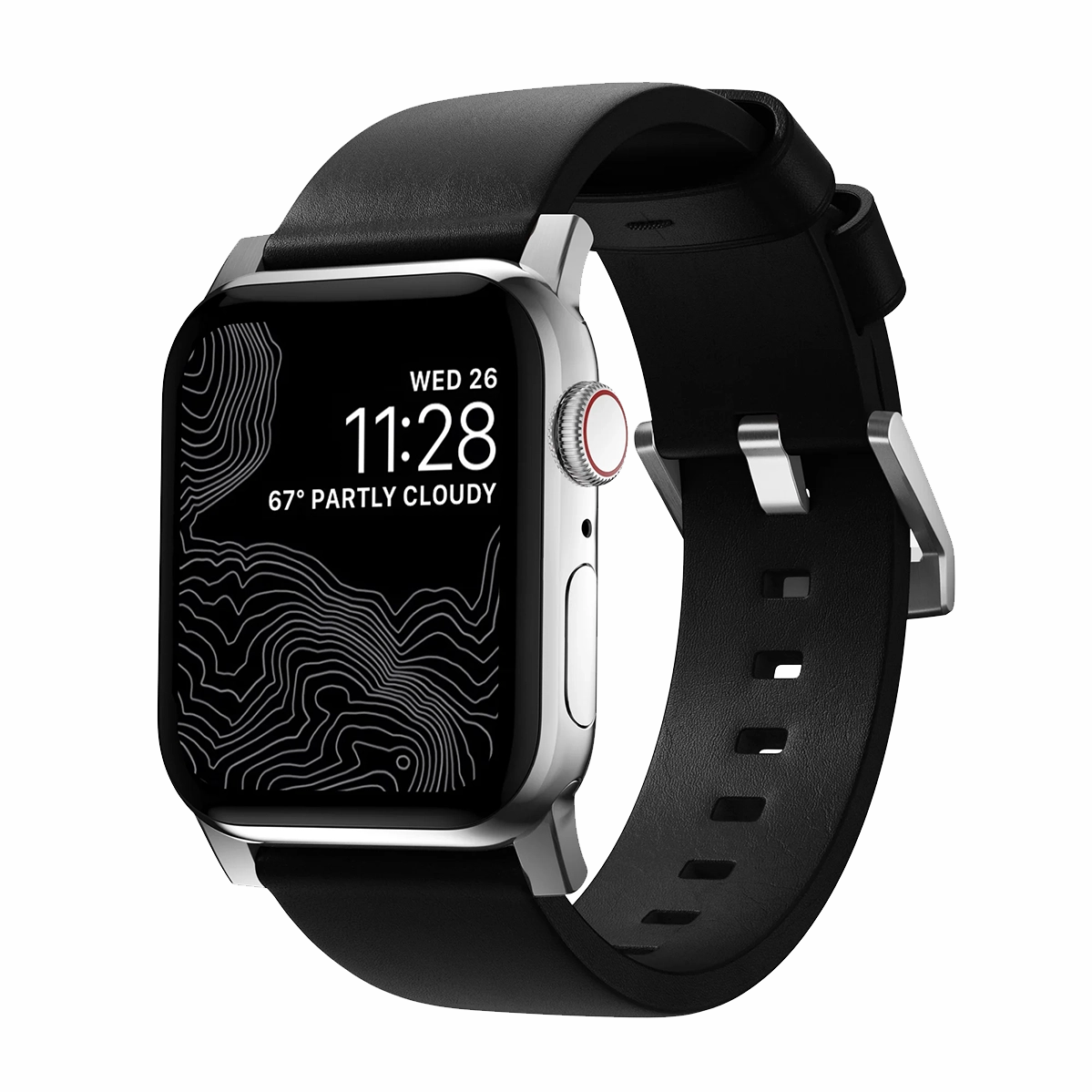 Ремінець Nomad Modern Leather Band Silver Hardware 46mm/49mm - Black (NM01908685)