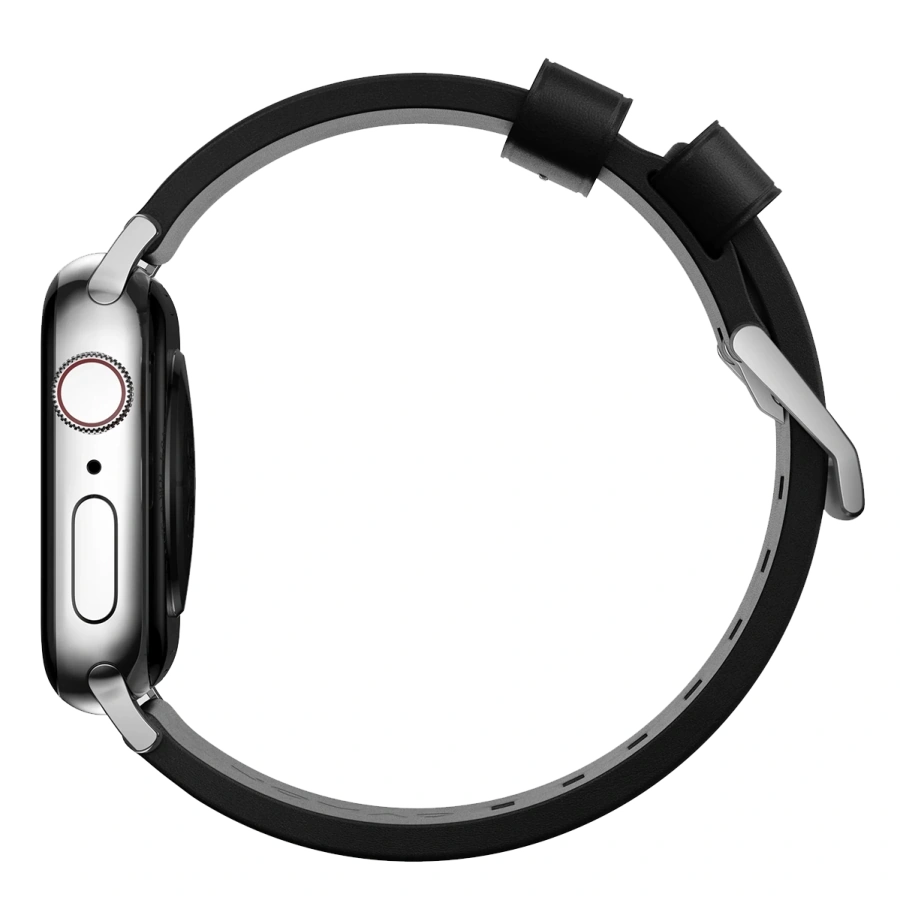 Ремінець Nomad Modern Leather Band Silver Hardware 46mm/49mm - Black (NM01908685)