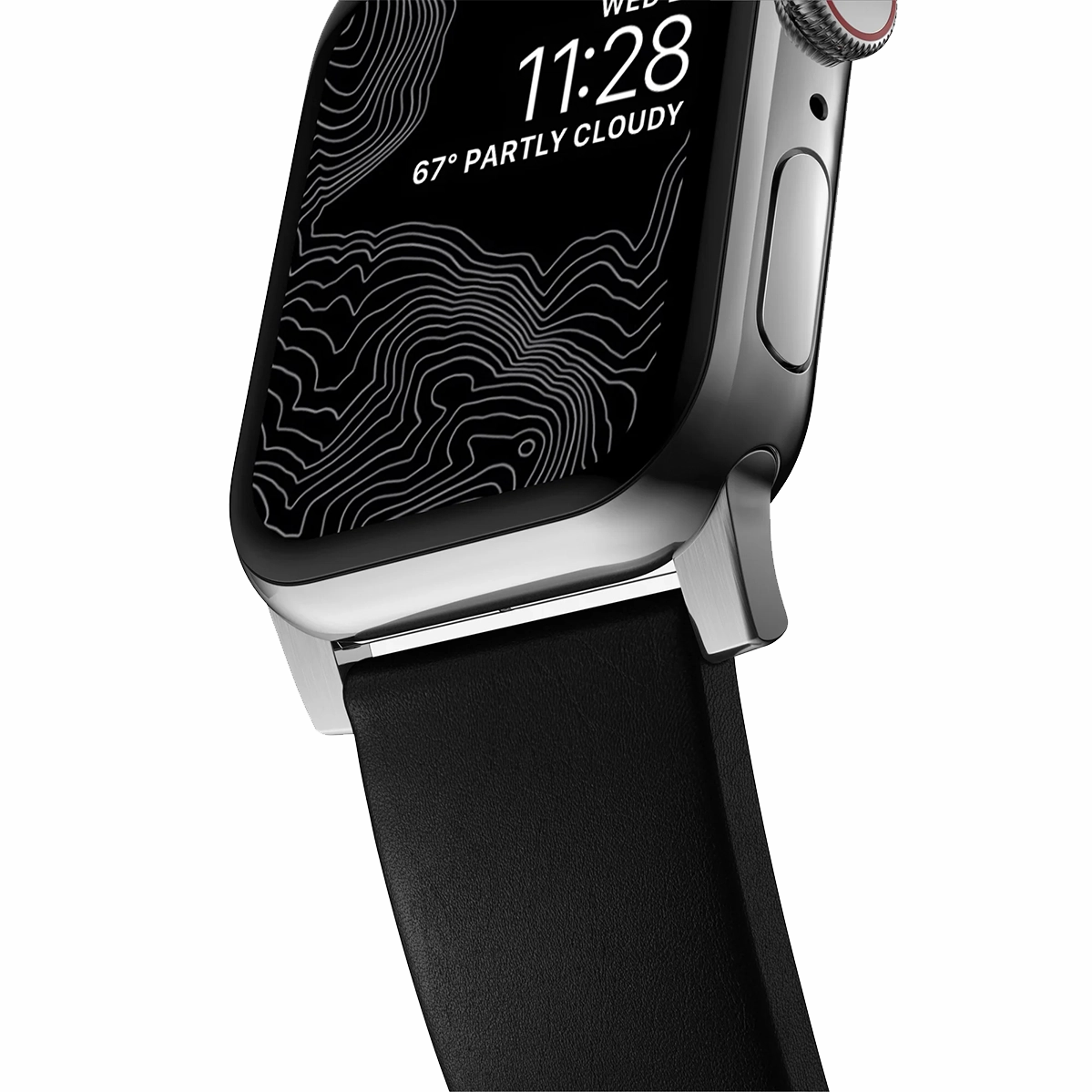 Ремінець Nomad Modern Leather Band Silver Hardware 46mm/49mm - Black (NM01908685)