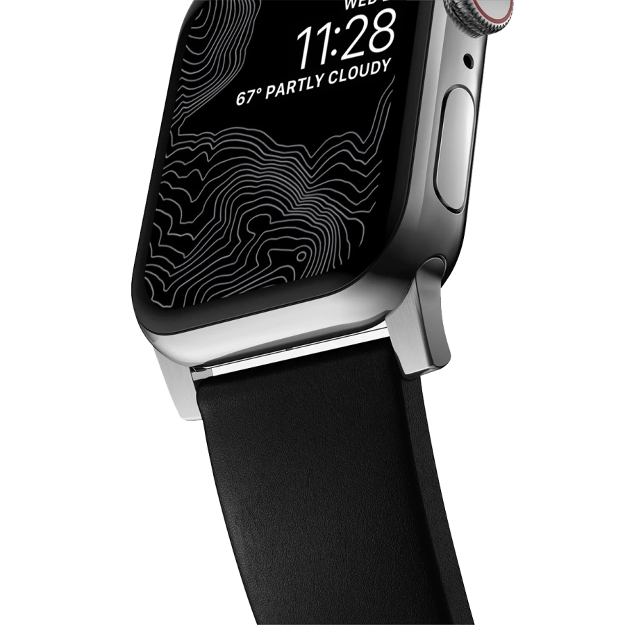 Ремінець Nomad Modern Leather Band Silver Hardware 46mm/49mm - Black (NM01908685)