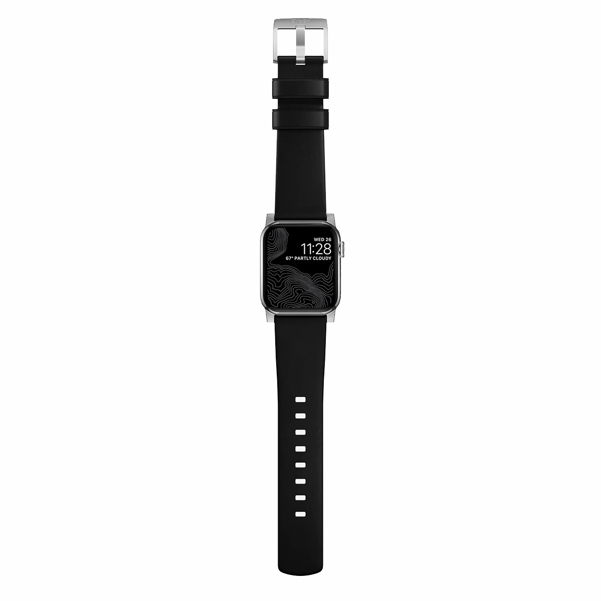 Ремінець Nomad Modern Leather Band Silver Hardware 46mm/49mm - Black (NM01908685)