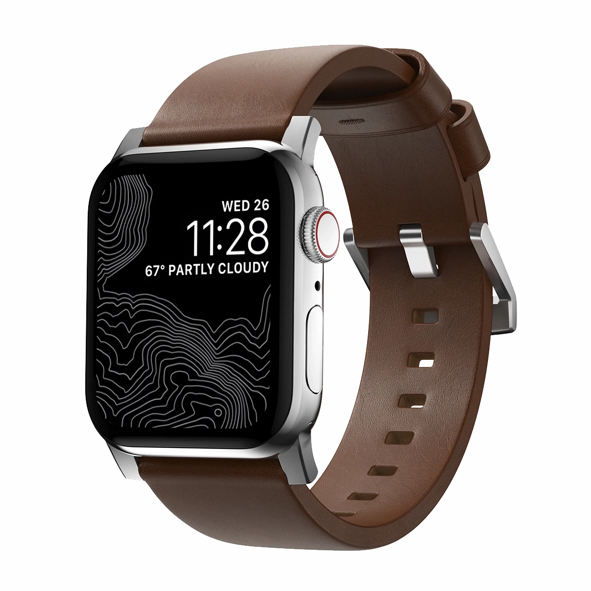 Ремінець Nomad Modern Leather Band Silver Hardware 46mm/49mm - Brown (NM01907985)