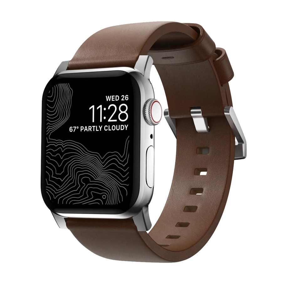 Ремінець Nomad Modern Leather Band Silver Hardware 46mm/49mm - Brown (NM01907985)