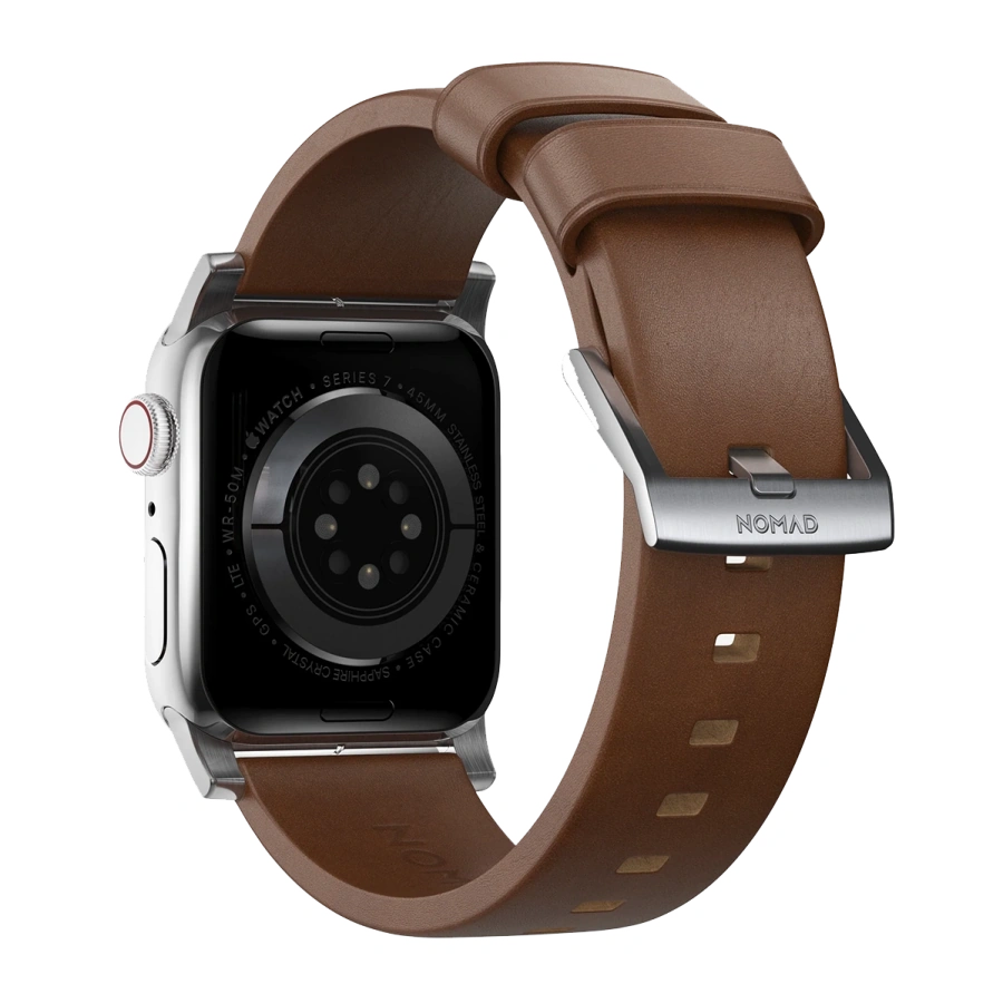 Ремінець Nomad Modern Leather Band Silver Hardware 46mm/49mm - Brown (NM01907985)
