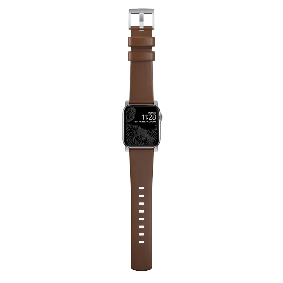 Ремінець Nomad Modern Leather Band Silver Hardware 46mm/49mm - Brown (NM01907985)
