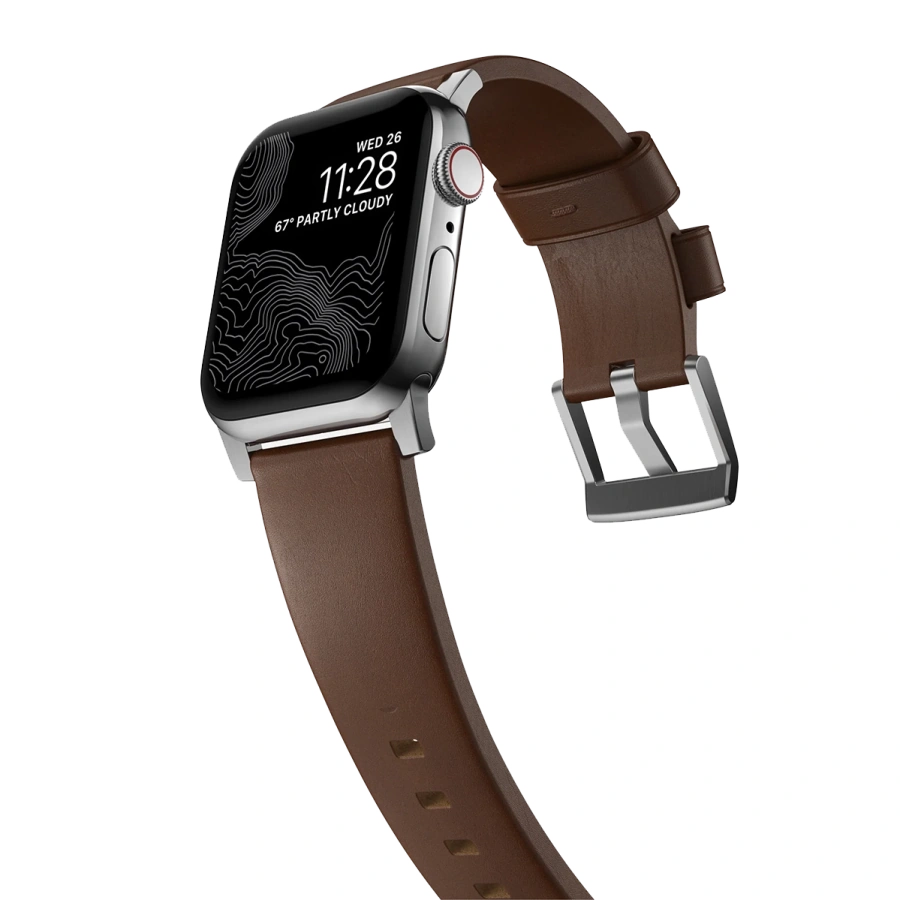 Ремінець Nomad Modern Leather Band Silver Hardware 46mm/49mm - Brown (NM01907985)