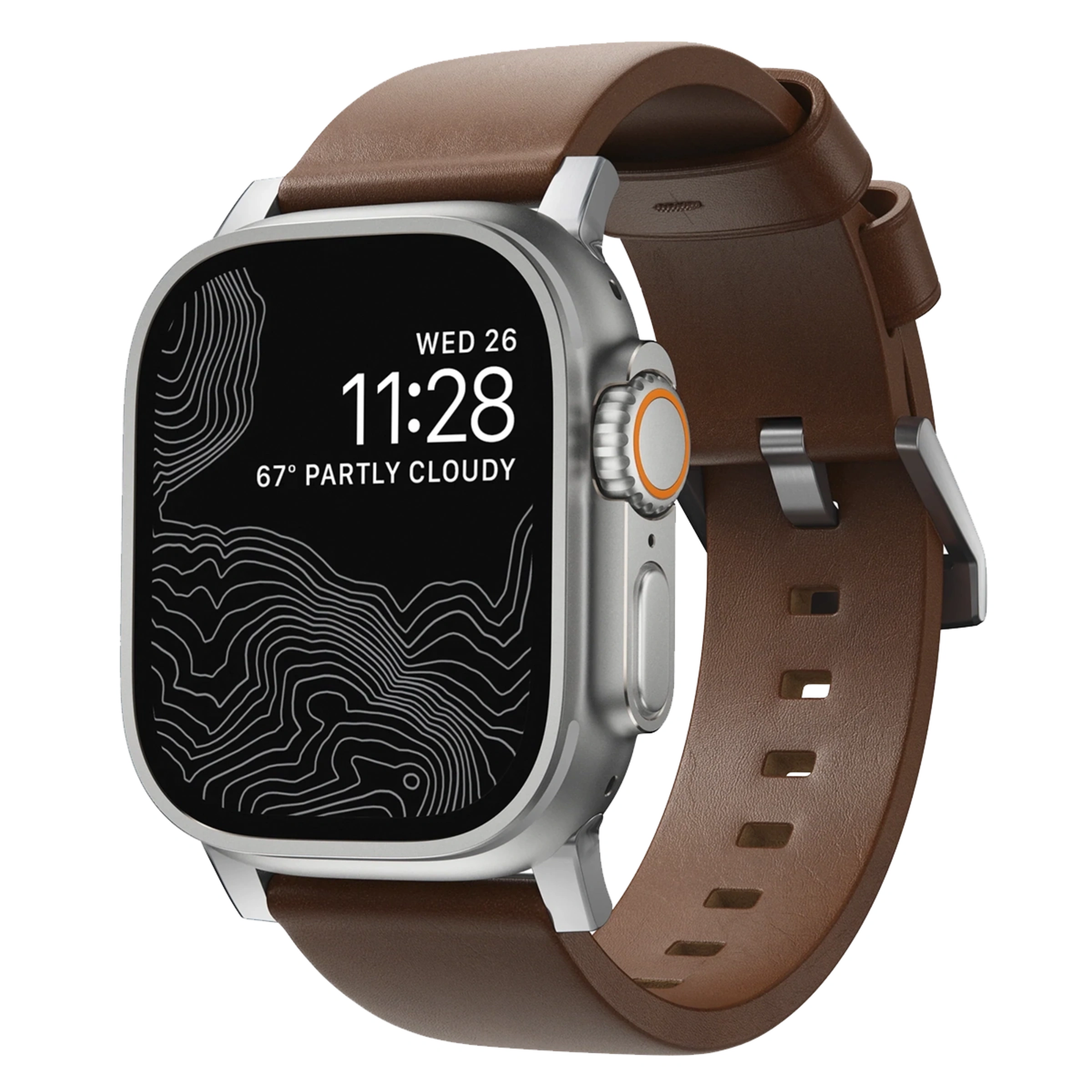 Ремінець Nomad Modern Leather Band Silver Hardware 46mm/49mm - Brown (NM01907985)