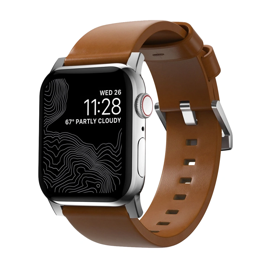 Ремінець Nomad Modern Leather Band Silver Hardware 46mm/49mm - English Tan (NM01805885)