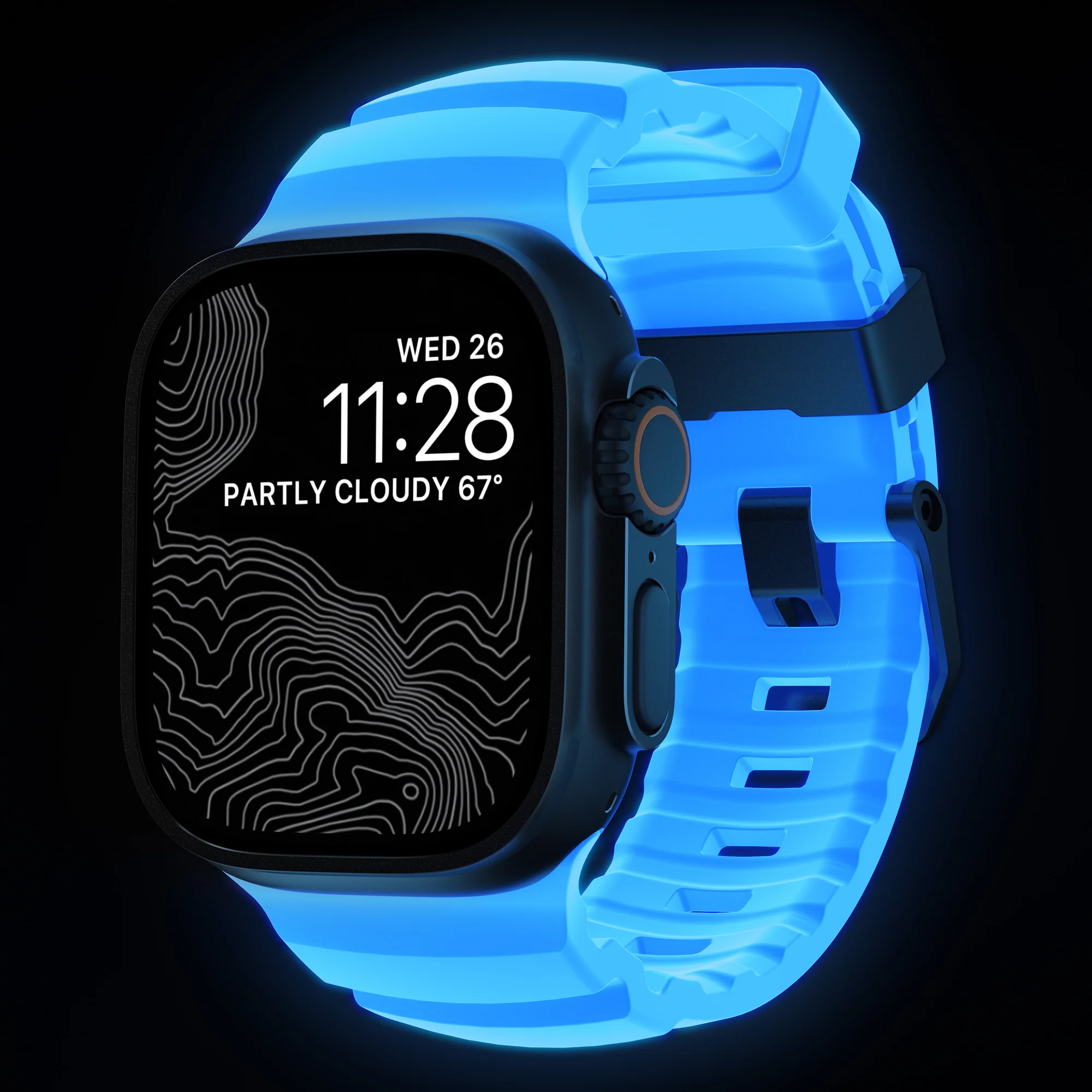 Ремешок Nomad Rocky Point Band Black Titanium Hardware 46mm/49mm - Icy Blue Glow (NM014445858)