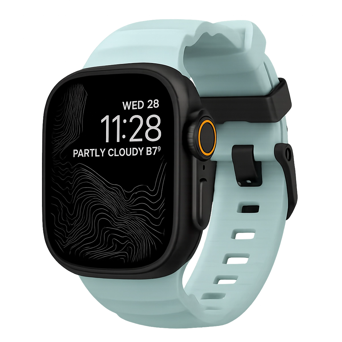 Ремешок Nomad Rocky Point Band Black Titanium Hardware 46mm/49mm - Icy Blue Glow (NM014445858)