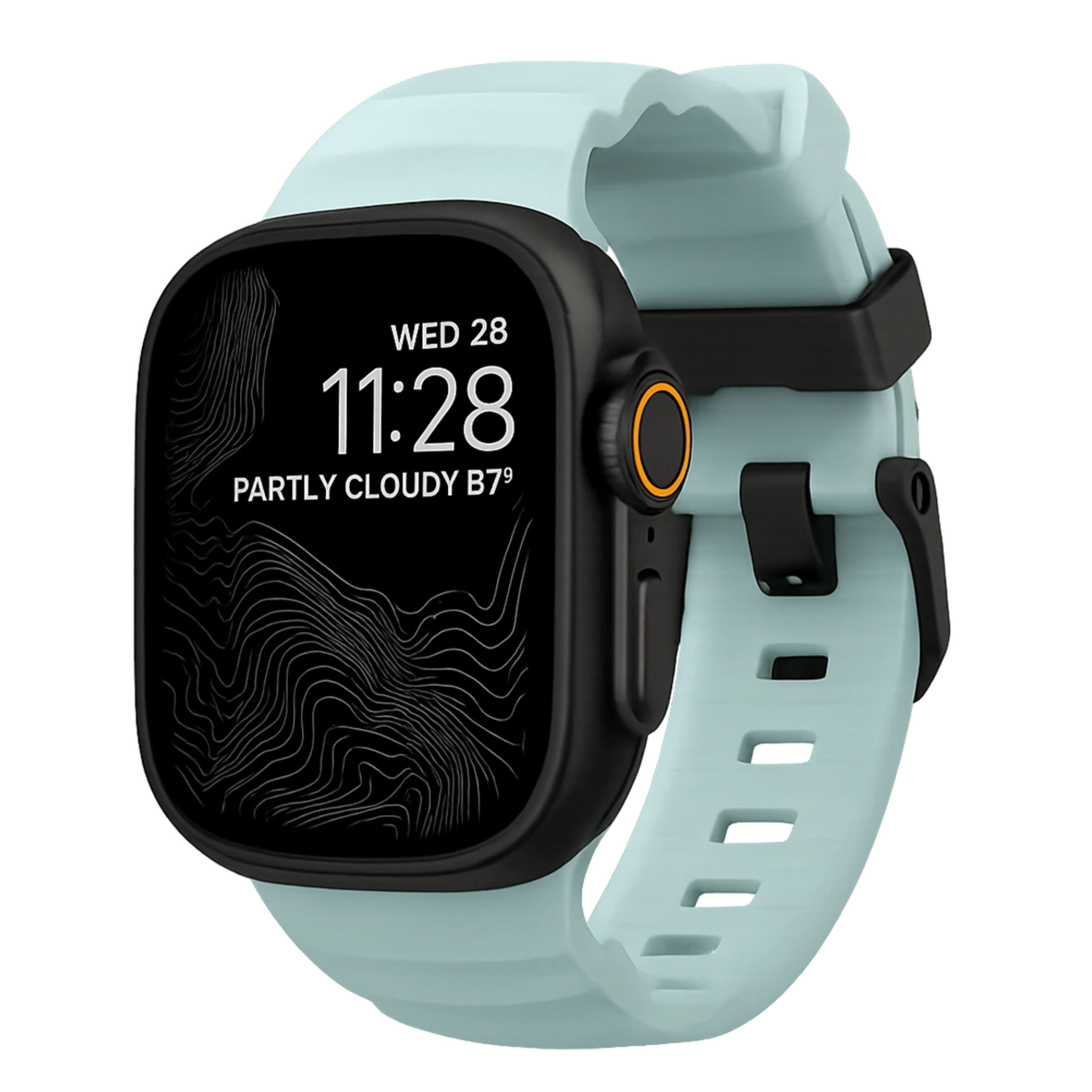 Ремешок Nomad Rocky Point Band Black Titanium Hardware 46mm/49mm - Icy Blue Glow (NM014445858)