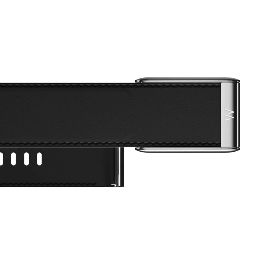 Ремешок WHOOP LeatherLuxe Straight Band | Black/Cream with Titanium - Size S/M для WHOOP 5.0 (810114362129)