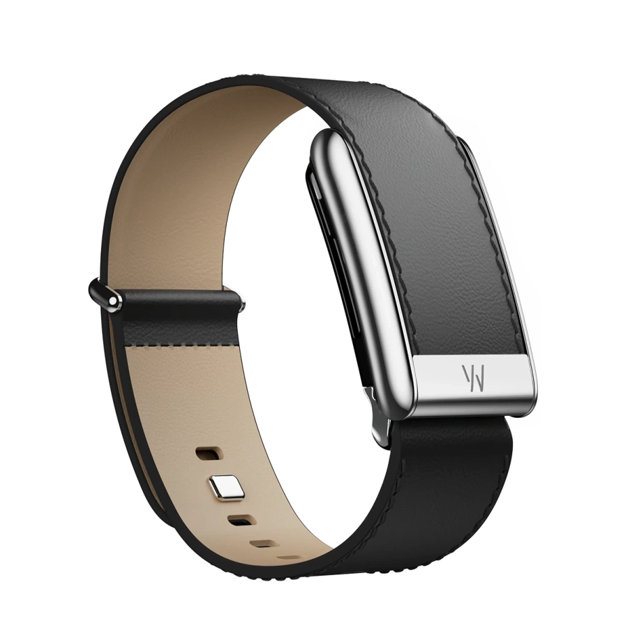 Ремешок WHOOP LeatherLuxe Straight Band | Black/Cream with Titanium - Size S/M для WHOOP 5.0 (810114362129)