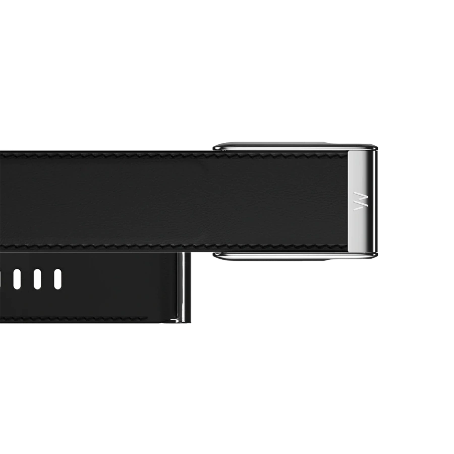 Ремінець WHOOP LeatherLuxe Straight Band | Black/Cream with Titanium - Size S/M для WHOOP MG (810114362204)