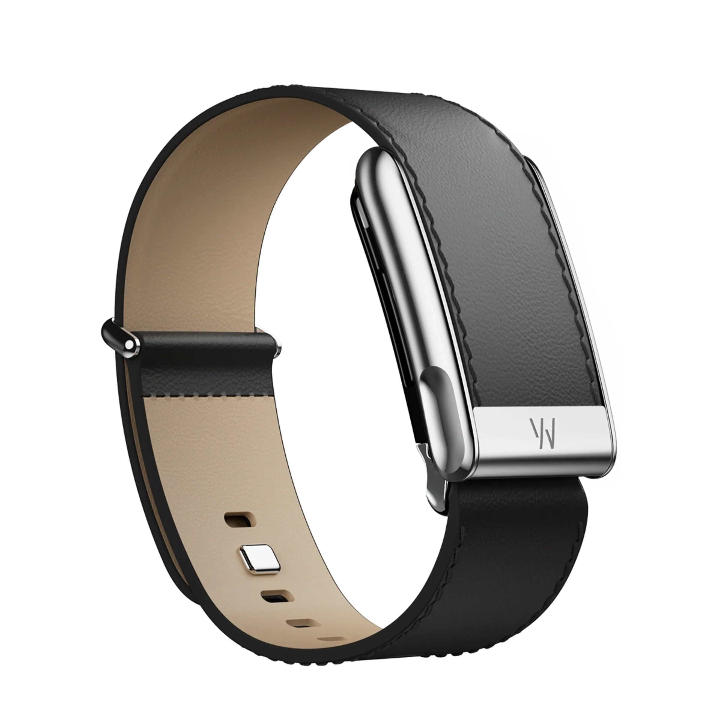 Ремінець WHOOP LeatherLuxe Straight Band | Black/Cream with Titanium - Size S для WHOOP MG (810114362204)