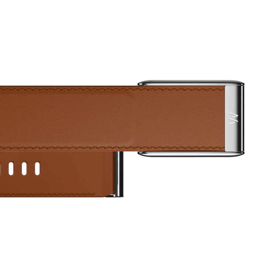 Ремешок WHOOP LeatherLuxe Straight Band | Chestnut/Cream with Titanium - Size L/XL для WHOOP 5.0 (810114362167)