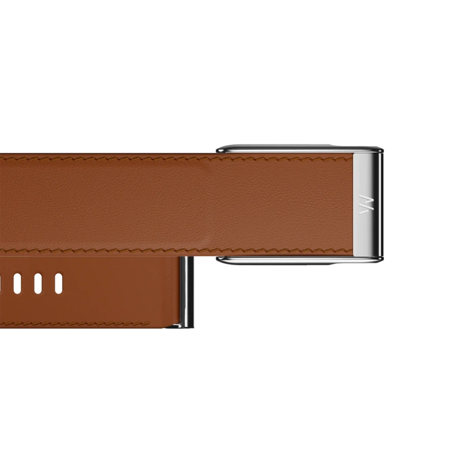 Ремінець WHOOP LeatherLuxe Straight Band | Chestnut/Cream with Titanium - Size L/XL для WHOOP MG (810114362242)