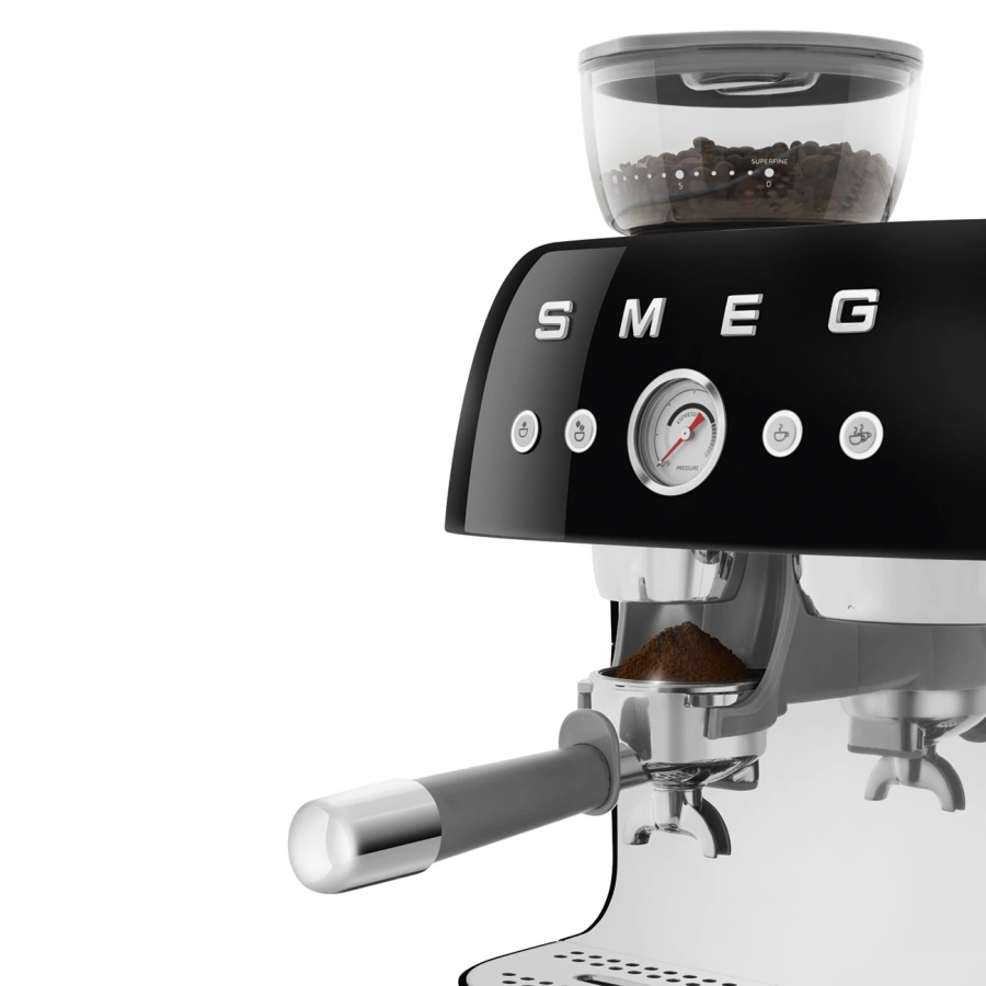 Ріжкова кавоварка еспресо SMEG Manual Coffee Machine with grinder - Black (EGF03BLEU)