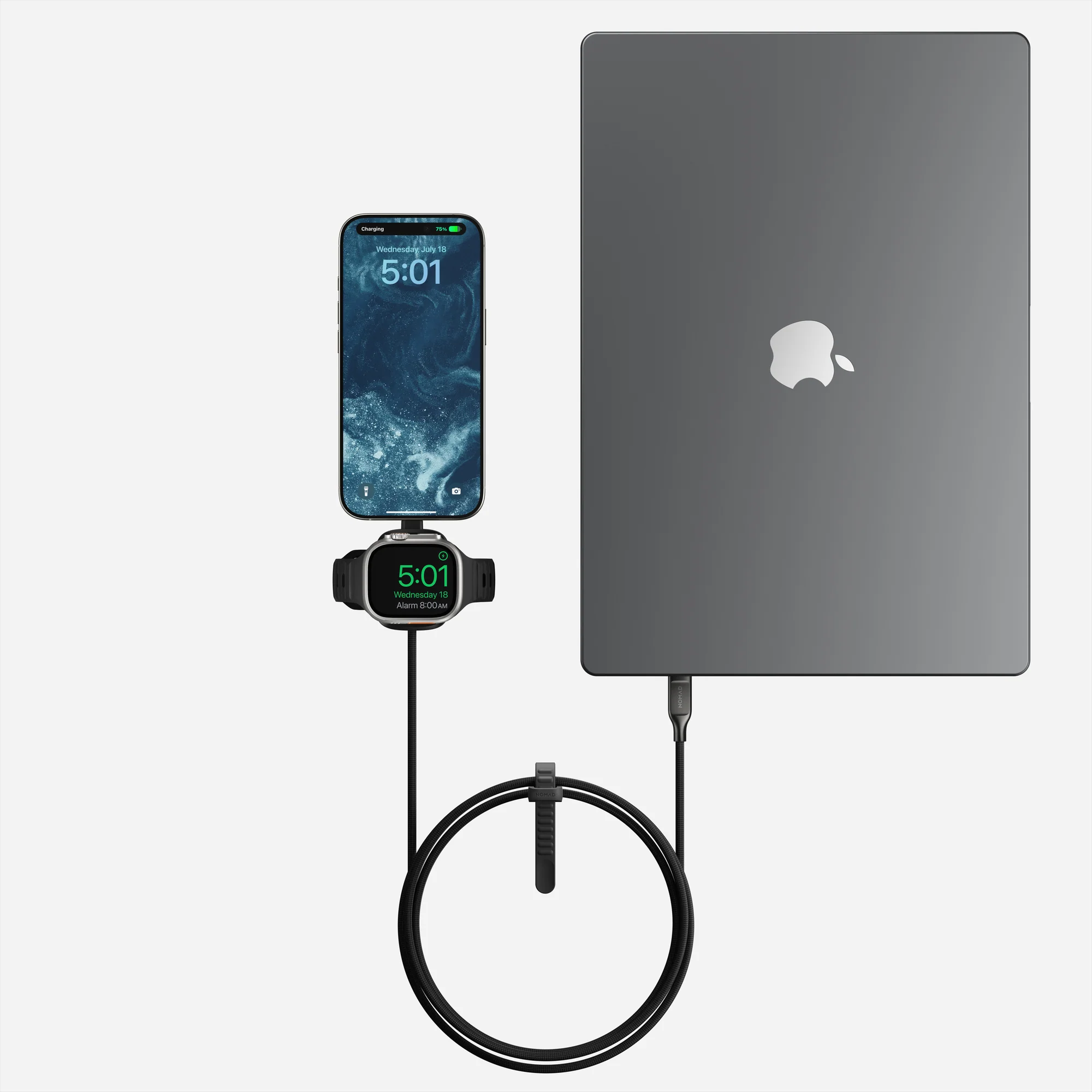 Универсальный кабель Nomad USB-C Kevlar Universal Cable для Apple Watch [1.5 m] - Carbide (NM014780858)