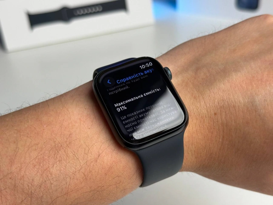 ВЖИВАНИЙ Apple Watch Series 9 GPS 45mm Midnight Aluminum Case with Midnight Sport Band - S/M (MR993) | Стан: гарний | Акумулятор: 91% | Гарантія: 1 місяць | Комплект: повний