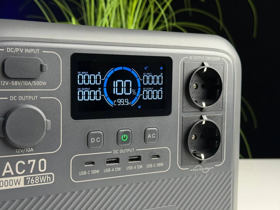ВИТРИННАЯ зарядна станція BLUETTI AC70 Portable Power Station | 1000W 768Wh | Состояние: хорошее | Аккумулятор: 100% | Гарантия: 3 месяца | Комплект: зарядная станция