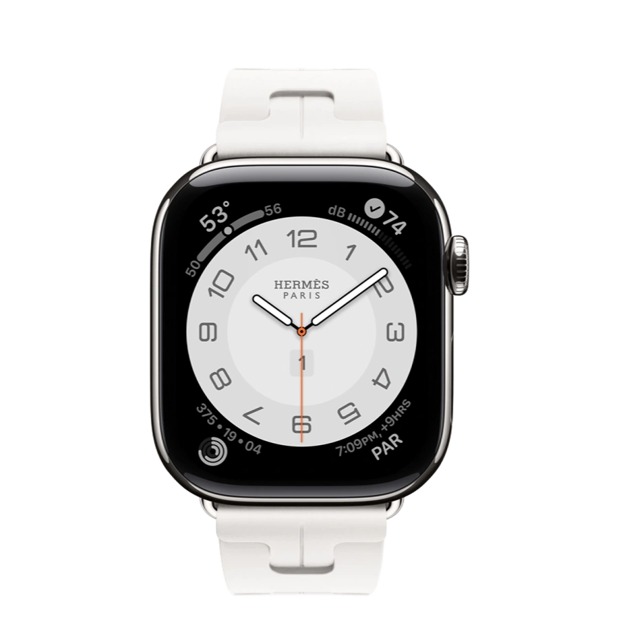 Apple Watch Hermès Series 11 GPS + Cellular 42mm Silver Titanium Case with Blanc Kilim Single Tour (MF9P4+MDWA4)