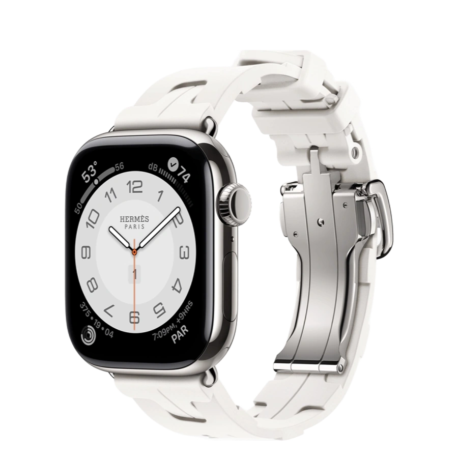 Apple Watch Hermès Series 11 GPS + Cellular 42mm Silver Titanium Case with Blanc Kilim Single Tour (MF9P4+MDWA4)