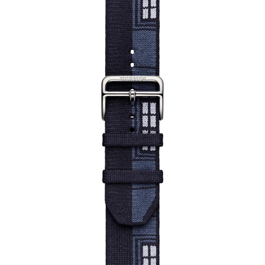 Apple Watch Hermès Series 11 GPS + Cellular 42mm Silver Titanium Case with Bleu Nuit Faubourg Party (MGKW4+MGHC4)