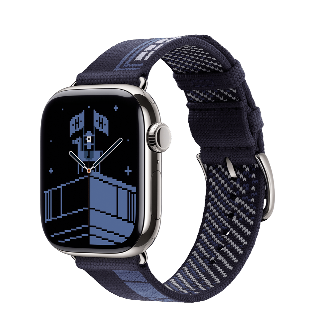 Apple Watch Hermès Series 11 GPS + Cellular 42mm Silver Titanium Case with Bleu Nuit Faubourg Party (MGKW4+MGHC4)