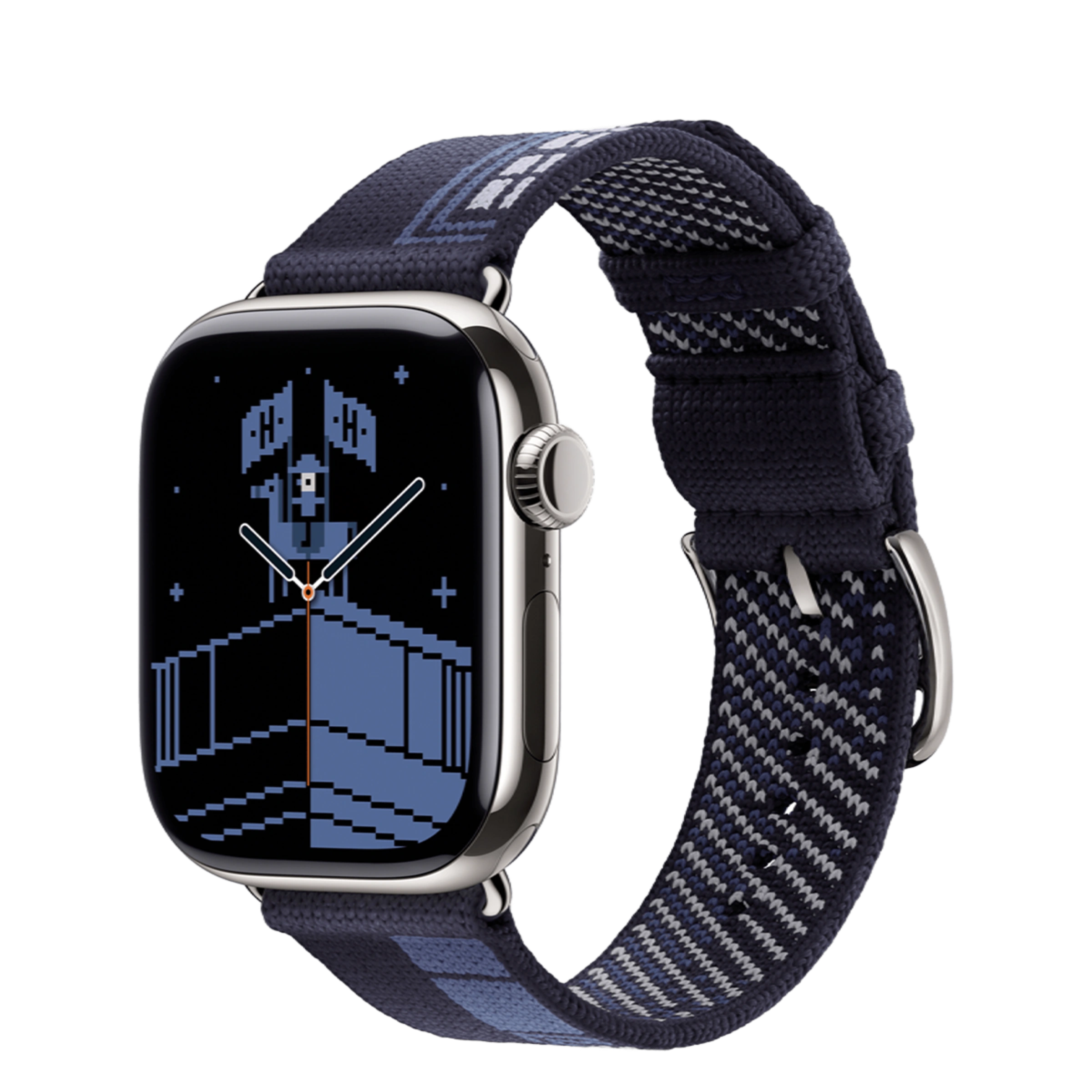 Apple Watch Hermès Series 11 GPS + Cellular 42mm Silver Titanium Case with Bleu Nuit Faubourg Party (MGKW4+MGHC4)