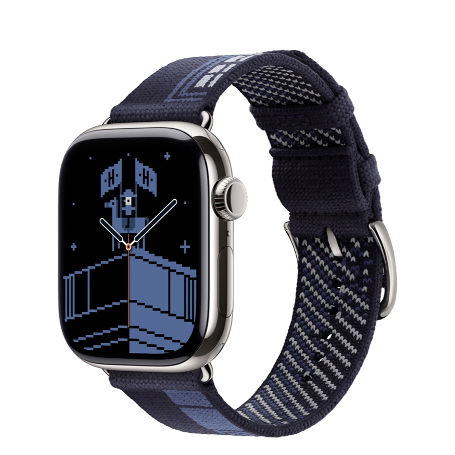 Apple Watch Hermès Series 11 GPS + Cellular 42mm Silver Titanium Case with Bleu Nuit Faubourg Party (MGKW4+MGHC4)