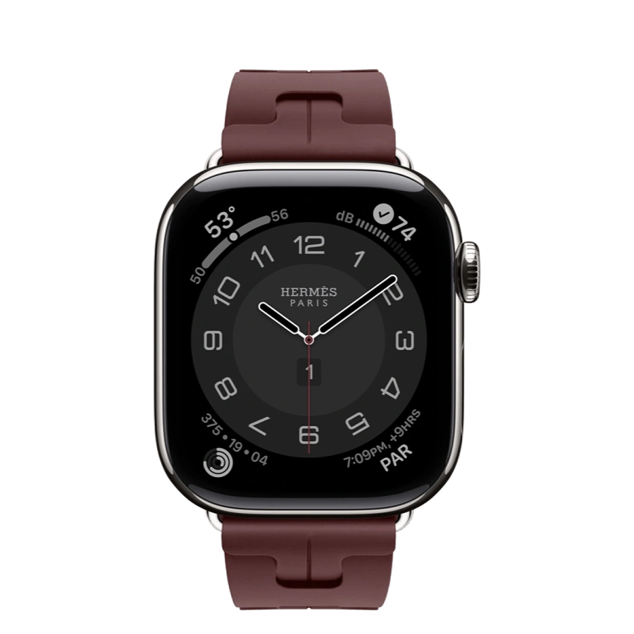 Apple Watch Hermès Series 11 GPS + Cellular 42mm Silver Titanium Case with Bordeaux Kilim Single Tour (MF9P4+MGGY4)