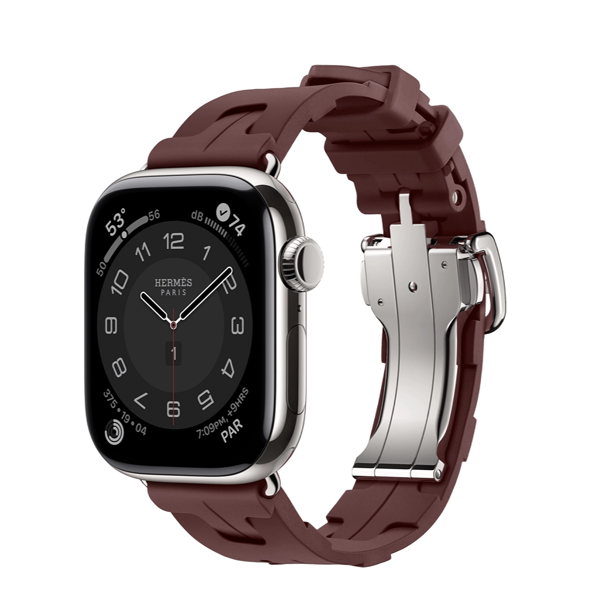 Apple Watch Hermès Series 11 GPS + Cellular 42mm Silver Titanium Case with Bordeaux Kilim Single Tour (MF9P4+MGGY4)