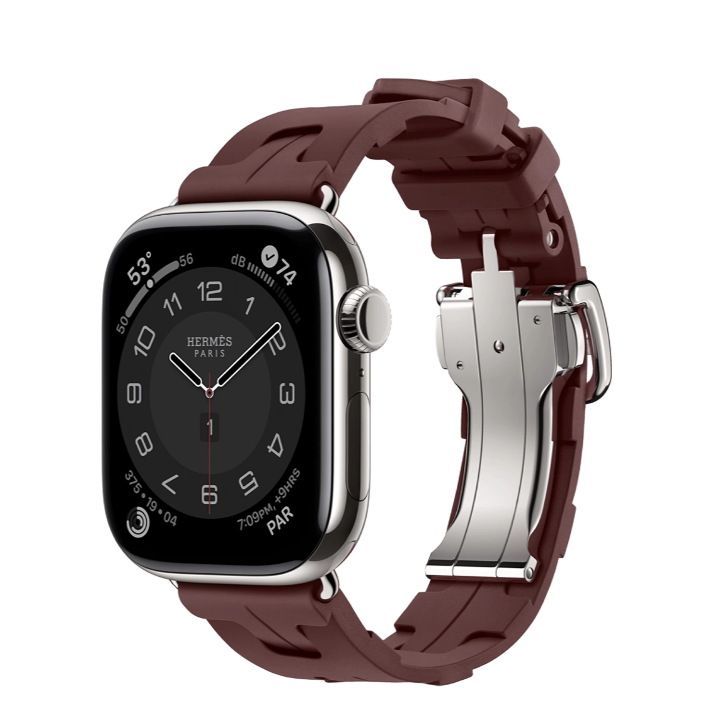 Apple Watch Hermès Series 11 GPS + Cellular 42mm Silver Titanium Case with Bordeaux Kilim Single Tour (MF9P4+MGGY4)