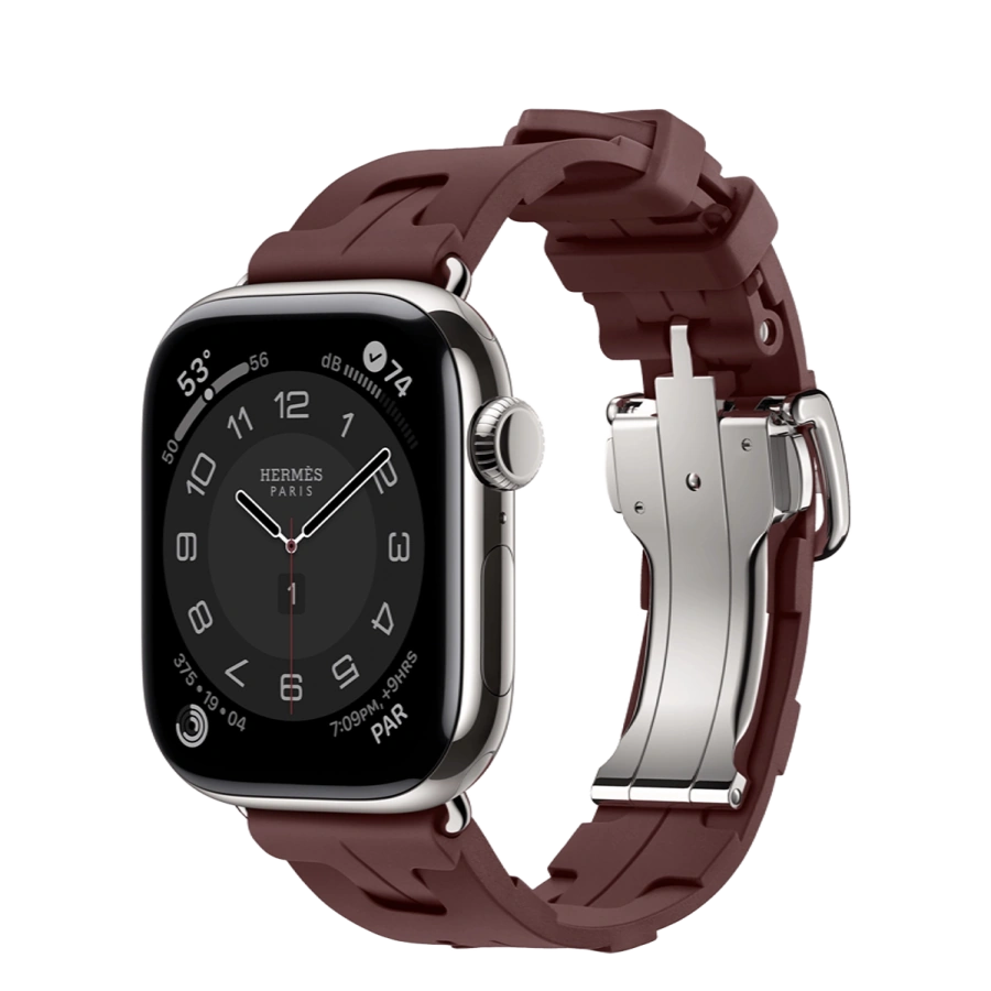Apple Watch Hermès Series 11 GPS + Cellular 42mm Silver Titanium Case with Bordeaux Kilim Single Tour (MF9P4+MGGY4)