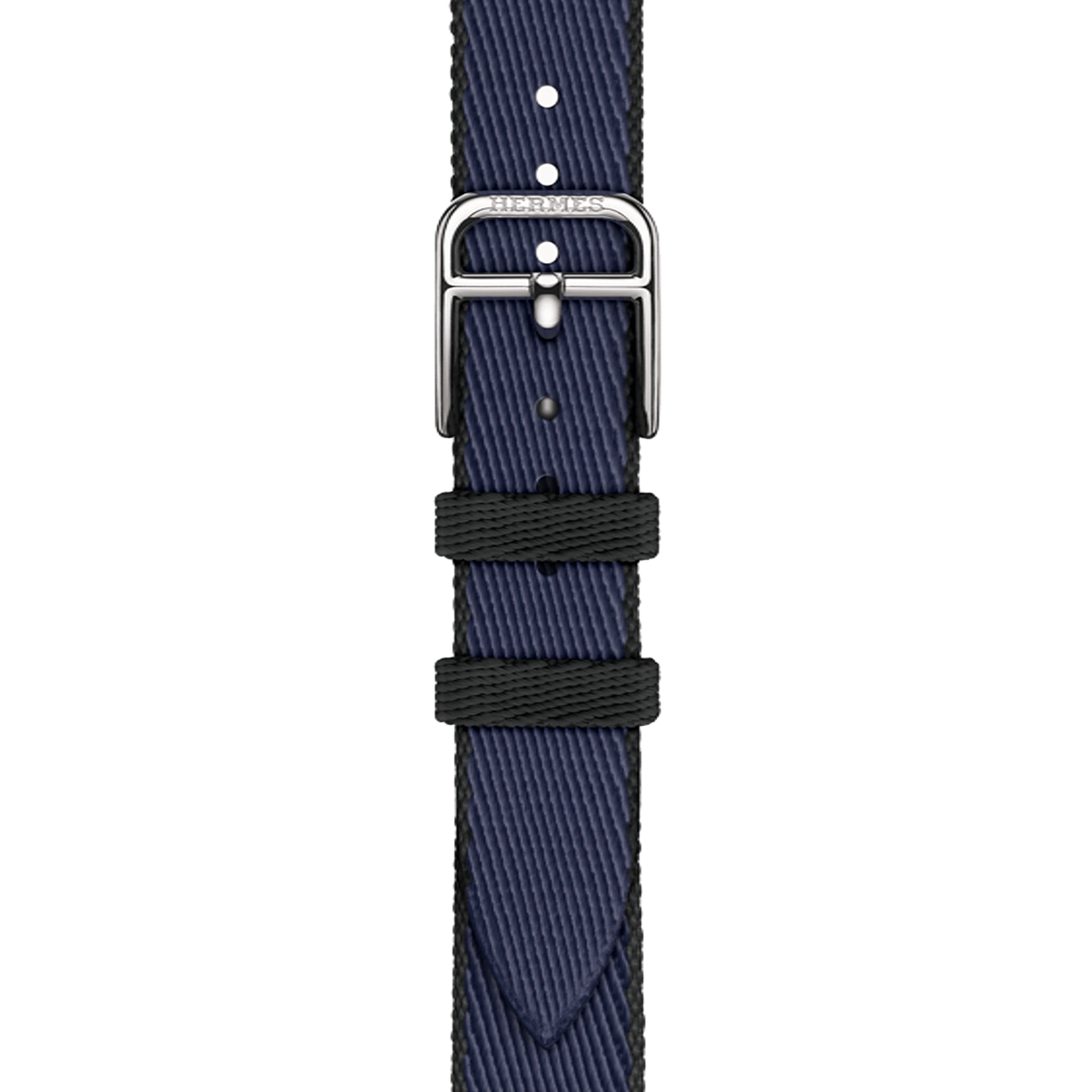 Apple Watch Hermès Series 11 GPS + Cellular 42mm Silver Titanium Case with Navy/Noir Twill Jump Attelage Single Tour (MF9P4+MGGV4)