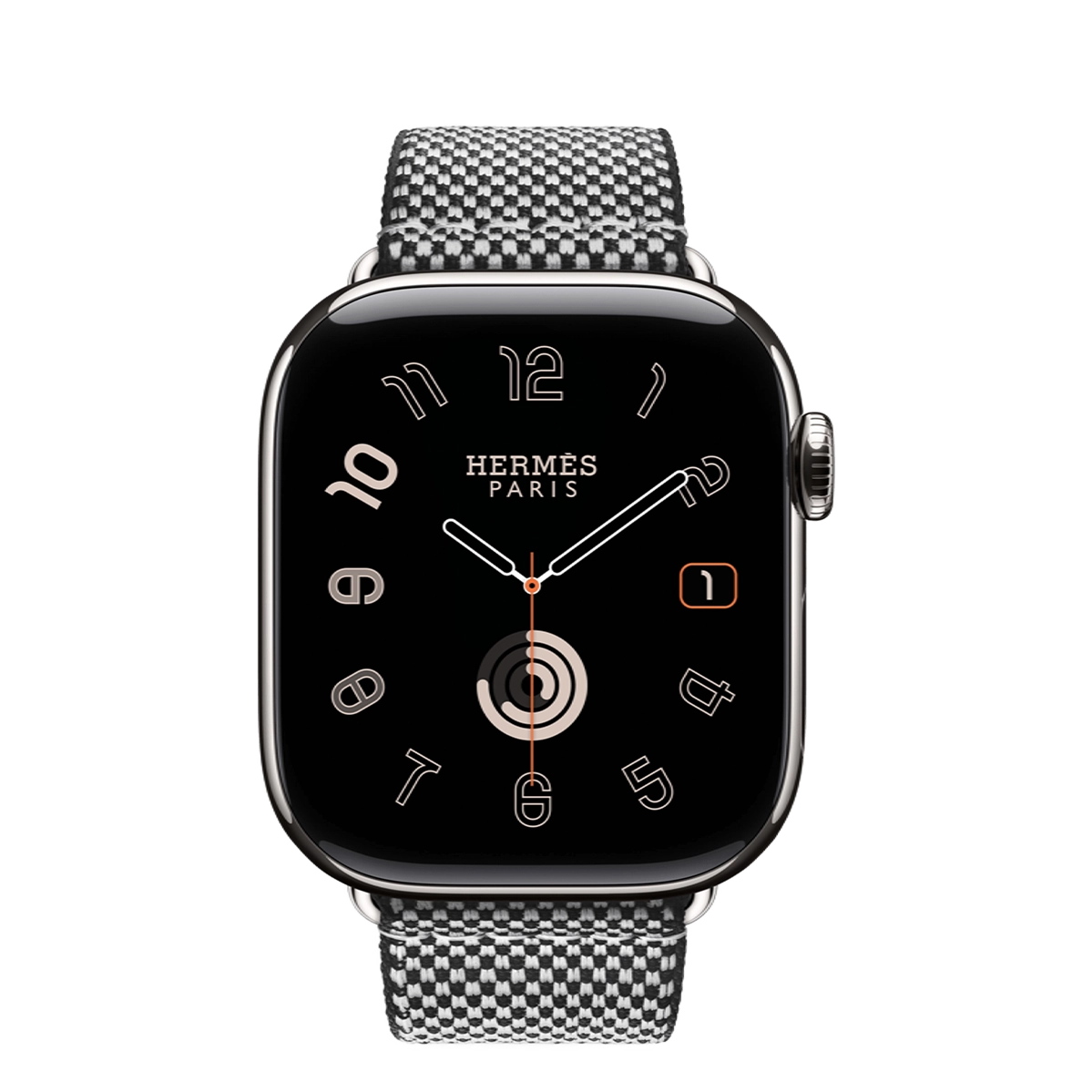 Apple Watch Hermès Series 11 GPS + Cellular 42mm Silver Titanium Case with Noir/Écru Toile H Single Tour (MF9P4+MDFK4)