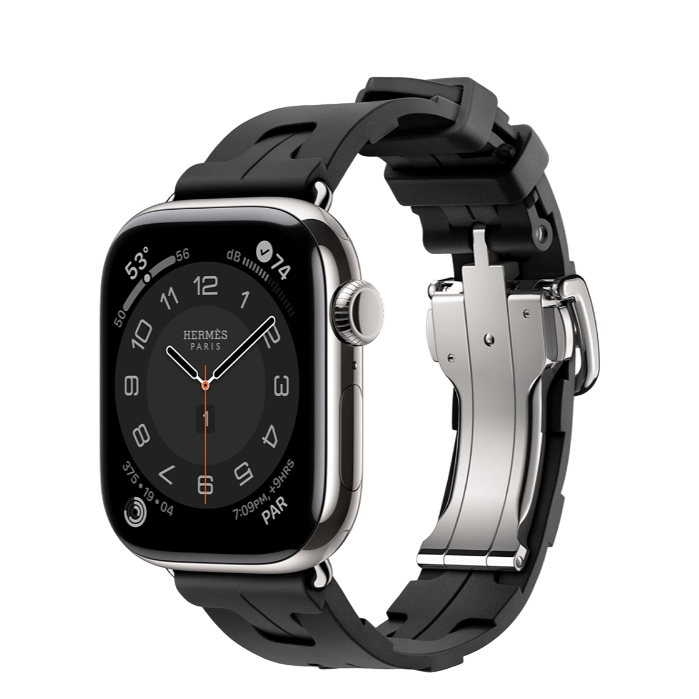Apple Watch Hermès Series 11 GPS + Cellular 42mm Silver Titanium Case with Noir Kilim Single Tour (MF9P4+MXJK3)